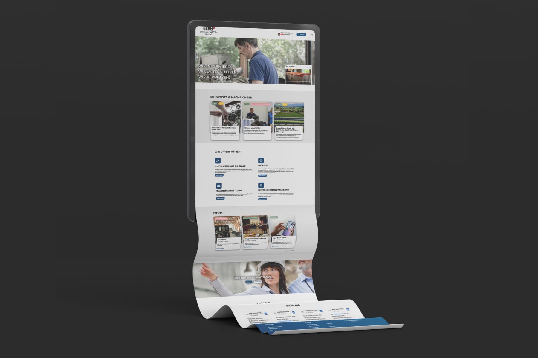 Webdesign in Figma für den Wirtschaftsraum Bern