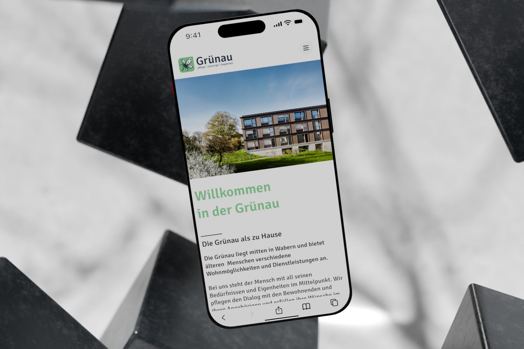 Mockup der Webseite www.gruenau-wph.ch